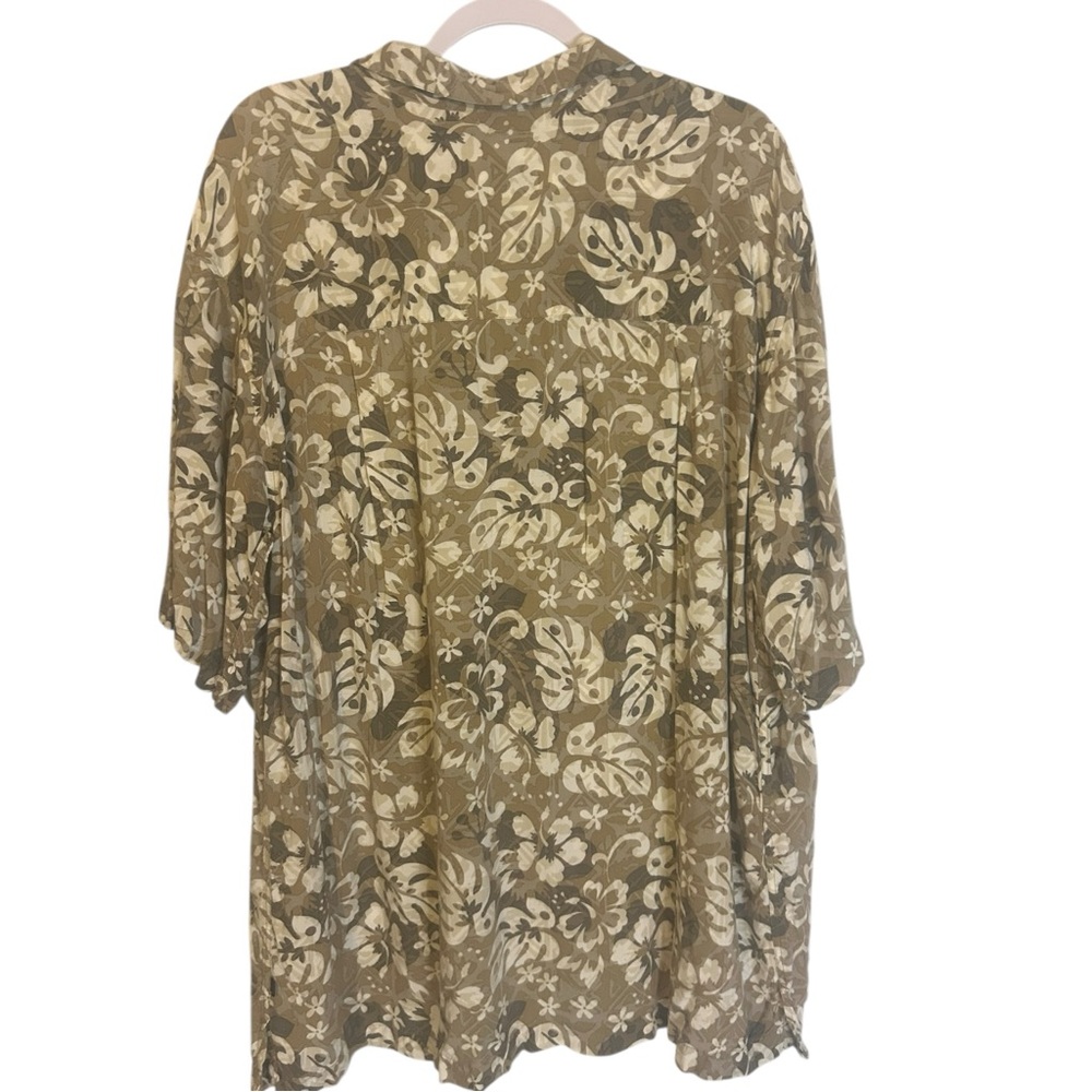 Vintage OP Casual Button Down Shirt Brown and Cream - Picture 5 of 7